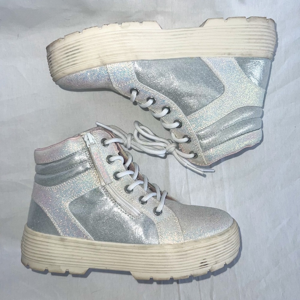 Skechers Street Elevated City Shine High Top Sneakers - White/Pink, Size 4 - Picture 5 of 12